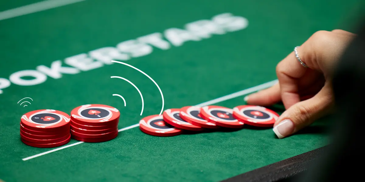 Player placing chips while calculating pot odds in poker