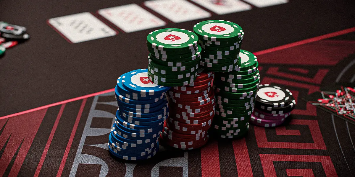 A big chip stack in a poker tournament