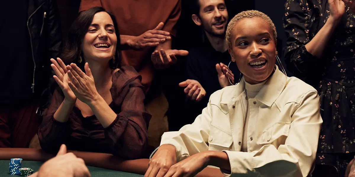 Poker players having fun at a live cash game